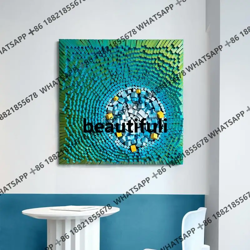 

High-end custom art painting solid wood head handmade installation painting three-dimensional living room decorative painting