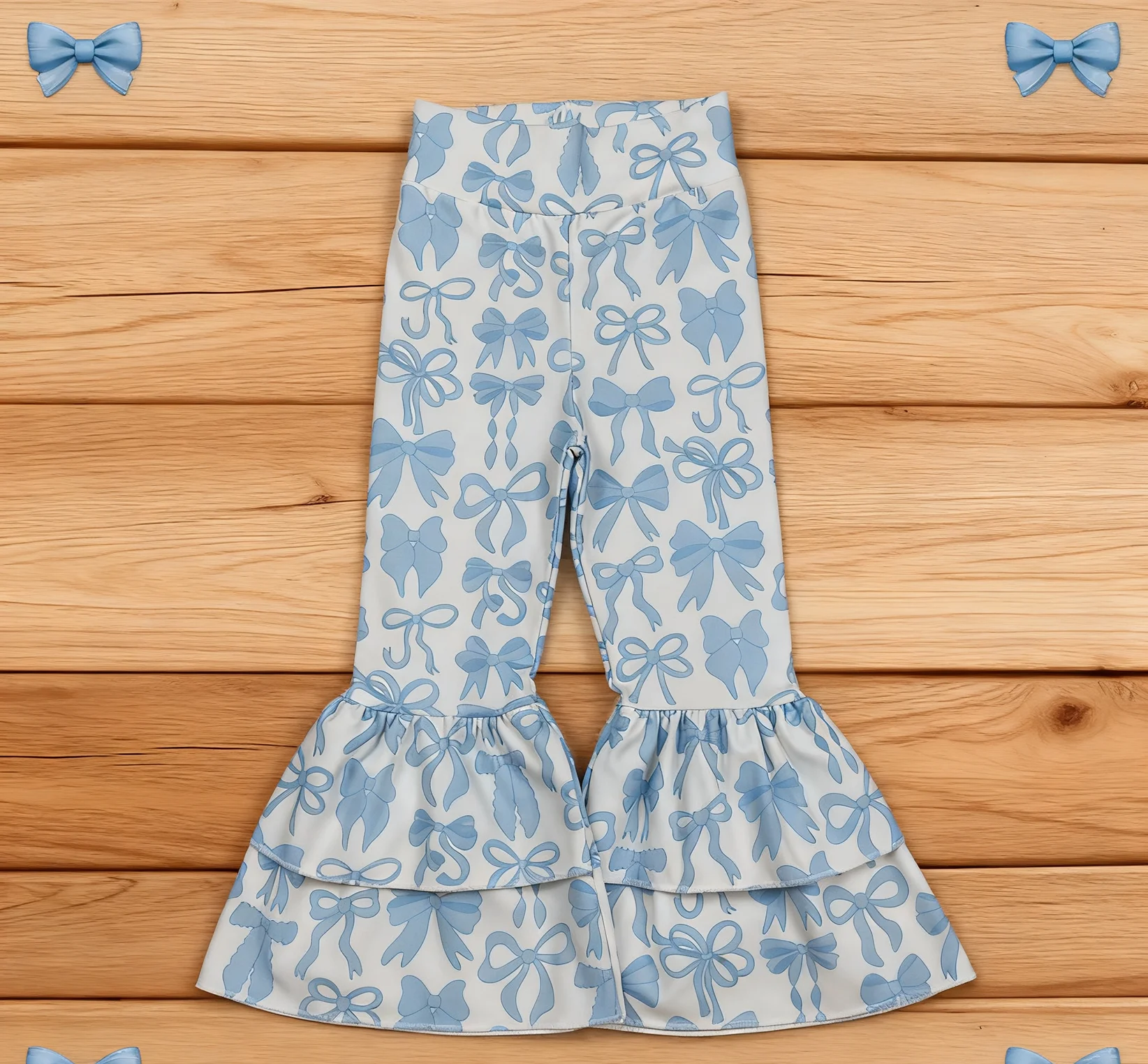Z1124-16 P0886 Kids Fall Clothes Bows Print Children Yoga Bell Bottom Pants
