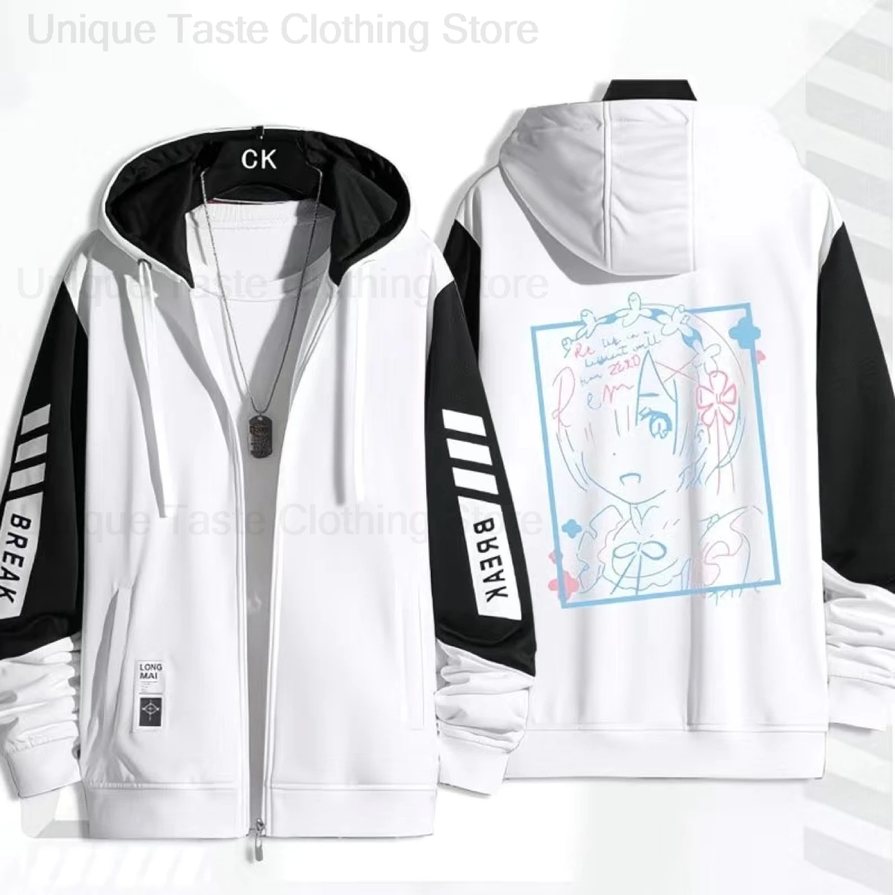 Re ZERO Starting Life In Another World Zipper Hoodie Rem Ram Beatrice Emiria Cartoon Print Hoodies Men Women Zip Up Sweatshirt