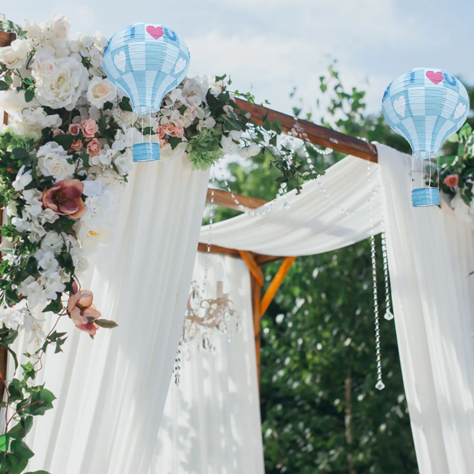 

2pcs Paper Decor Hanging Hot Party Wedding Shaped Folding Blue Desktop Light Indoor Lighting Prop