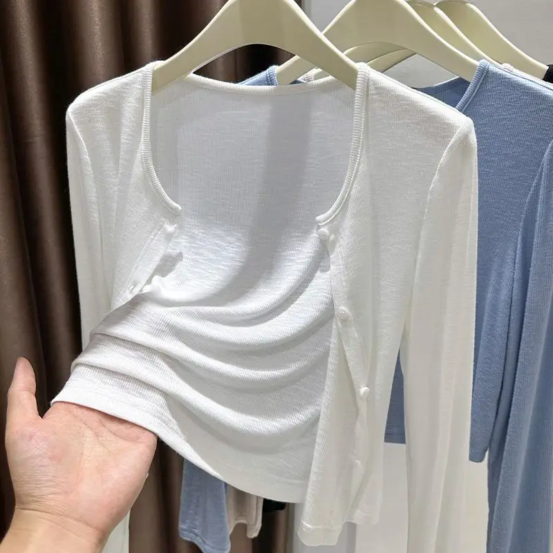 

Женская тонкая трикотажная накидка из модала и ледяного шелка для защиты от солнца, для полных женщин, для использования в помещении с кондиционером