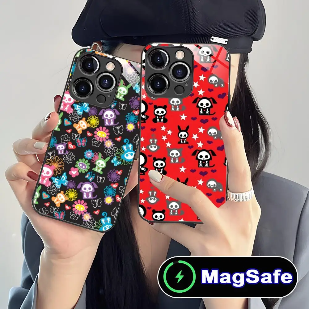 

Чехол Skelanimal Diego Glass MagSafe для iPhone 17 16 15 14 13 12 11 Air Pro Max Plus Mini, цветной
