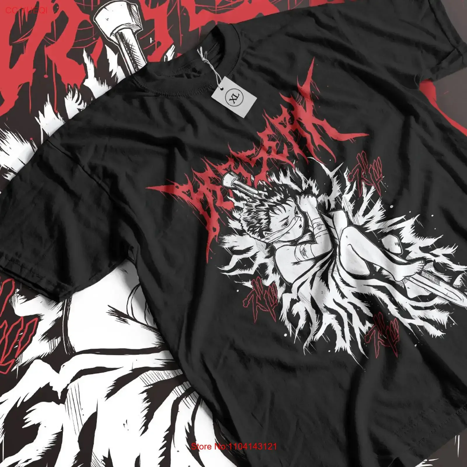 guts kid berserk T shirt Manga Strip Gut Berserker Armour Anime Black vintage Washed graphic Stretched Slightly streetwear