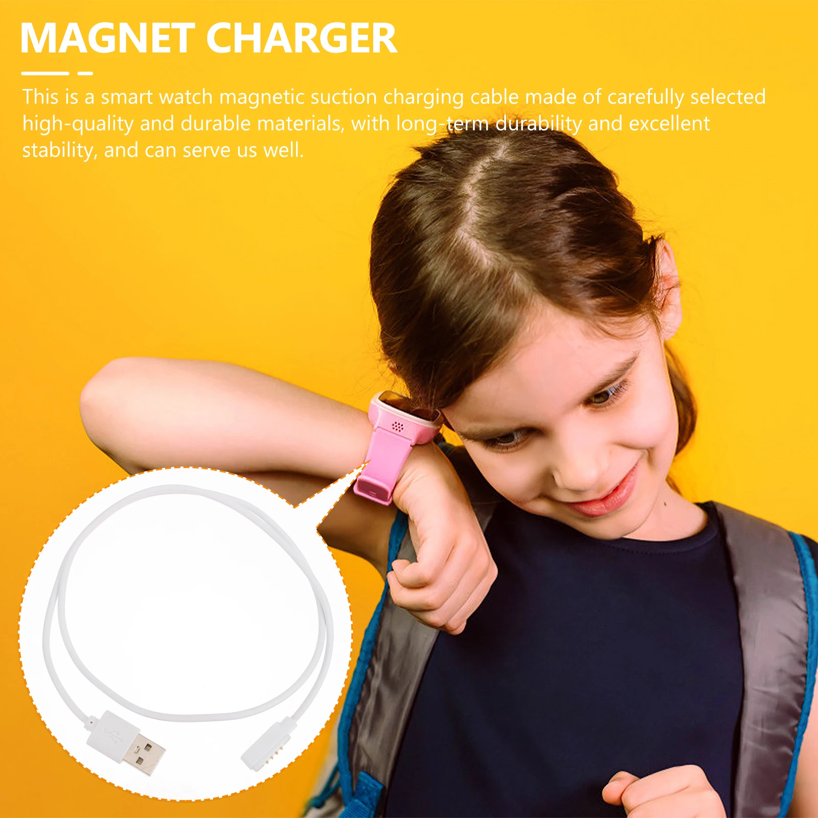 

2 Pcs Magnetic Charging Cable Smart Watch Cord 4 Pin Suction Strong USB for