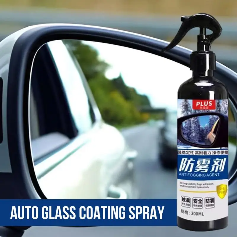 Car Glass Coating Spray 300ml Portable Car Glass Antifogging Spray Multifunctional Glass Water Spot Remover Fog Clean & Bright