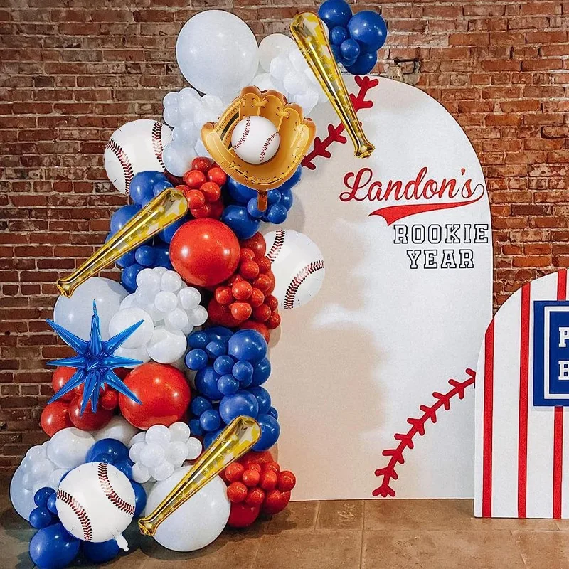 Baseball Themed Balloon Arch Garland Blue Red White Latex Balloons Boy Men Happy Birthday Party Decoration Anniversaire Globos