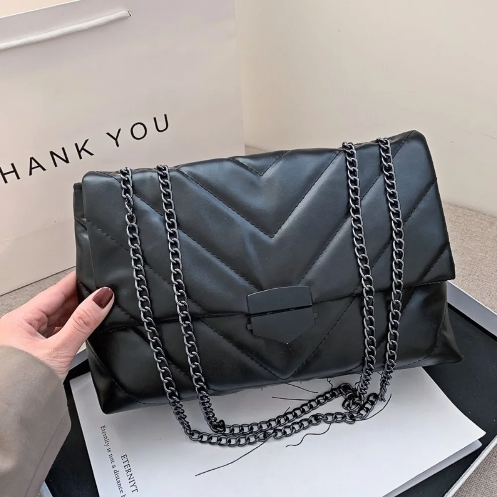 New Casual Chain Crossbody Bags For Women Fashion 2023 Girl Simple Flap Shoulder Bag Ladies Designer Handbags PU Leather