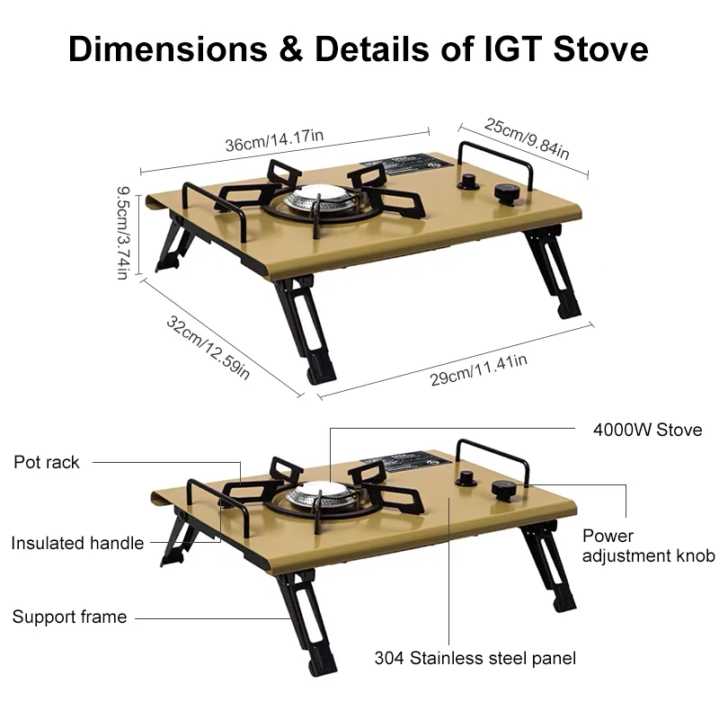 WESTTUNE-Table de camping pliante portable en alliage d'aluminium avec accessoires, réchaud IGT, tables d'extérieur multifonctionnelles