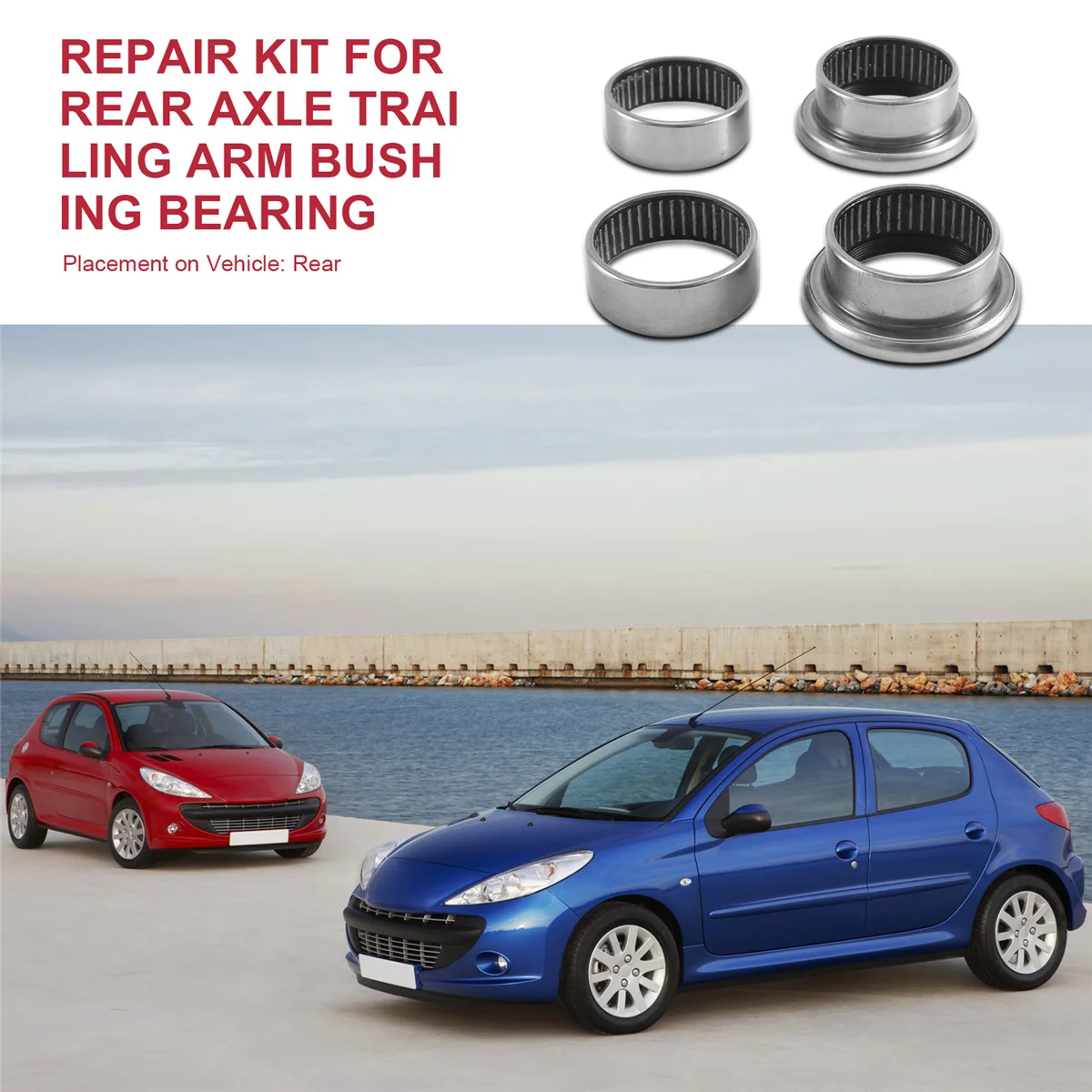 513196 517408 513266 5131A6 for Peugeot 206 Rear Axle Trailing Arm Bushing Bearing Repair Kit 4 PCS 47MM