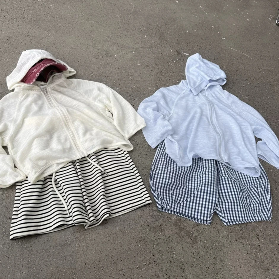 Boys' Coat 2026 Spring and Autumn New Children's Wear Korean Style Boys and Girls Solid Color Hooded Zipper Sunscreen Shirt