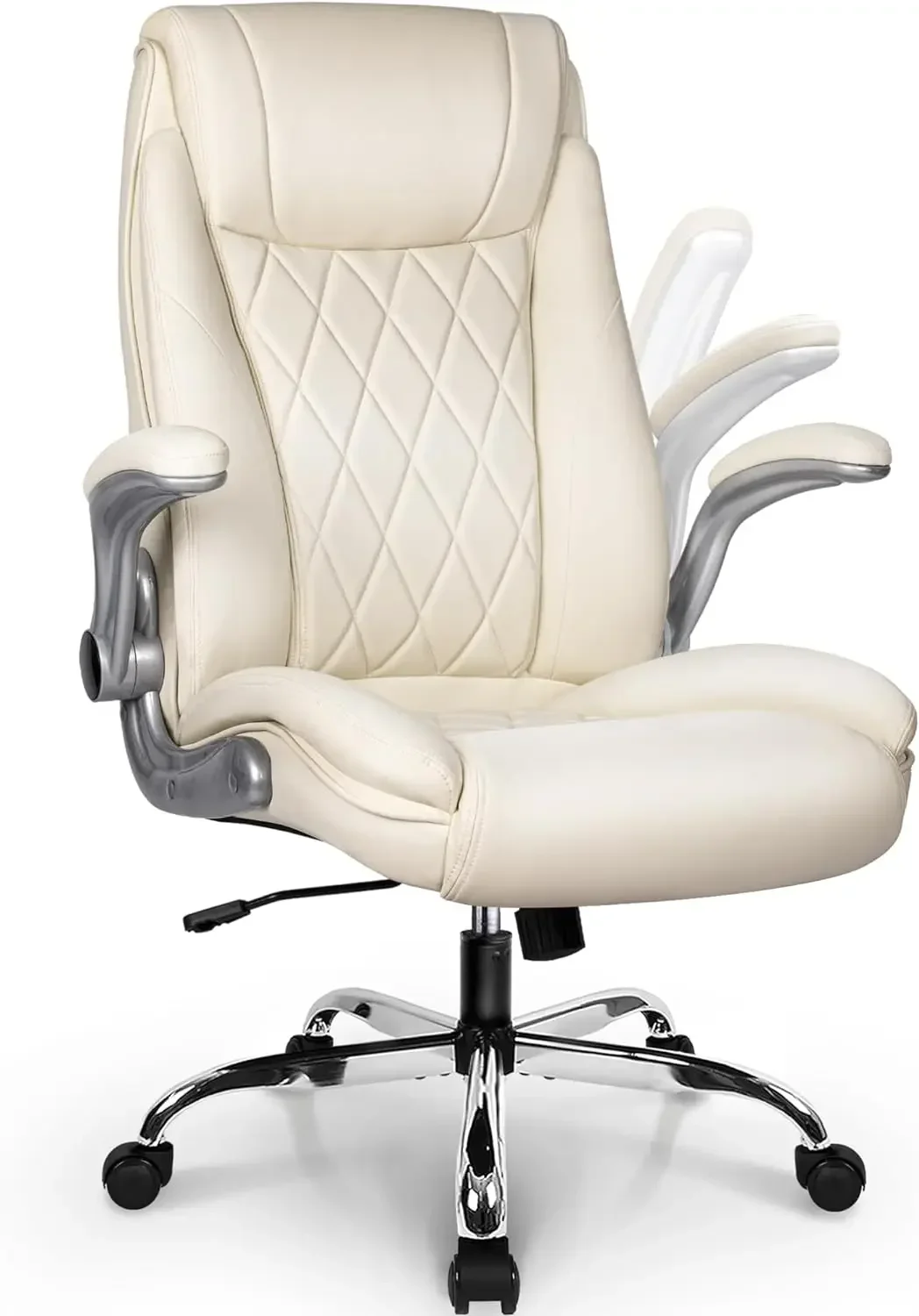 

l Office Chair Computer High Back Adjustable Flip-up Armrests Ergonomic Desk Chair Executive Diamond-Stitched PU Leather