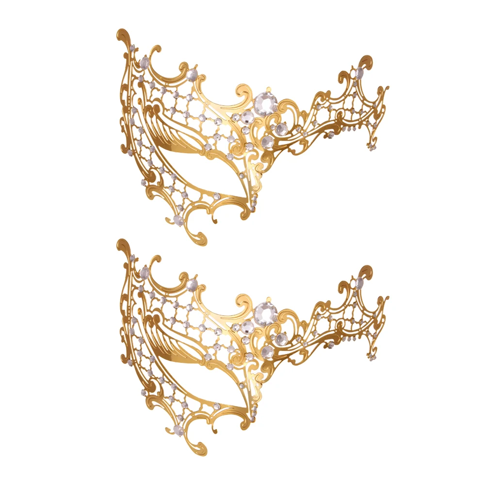 

The Mask Half Face Metal Cosplay Party Diamond Prom Women Golden Beautiful Miss
