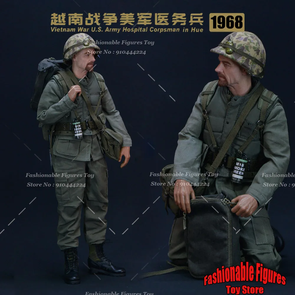 QOM-1046 1/6 Men Soldier Vietnam War U.S.Army Hospital Corpsman in Hue Air Force 4th Group Full Set 12