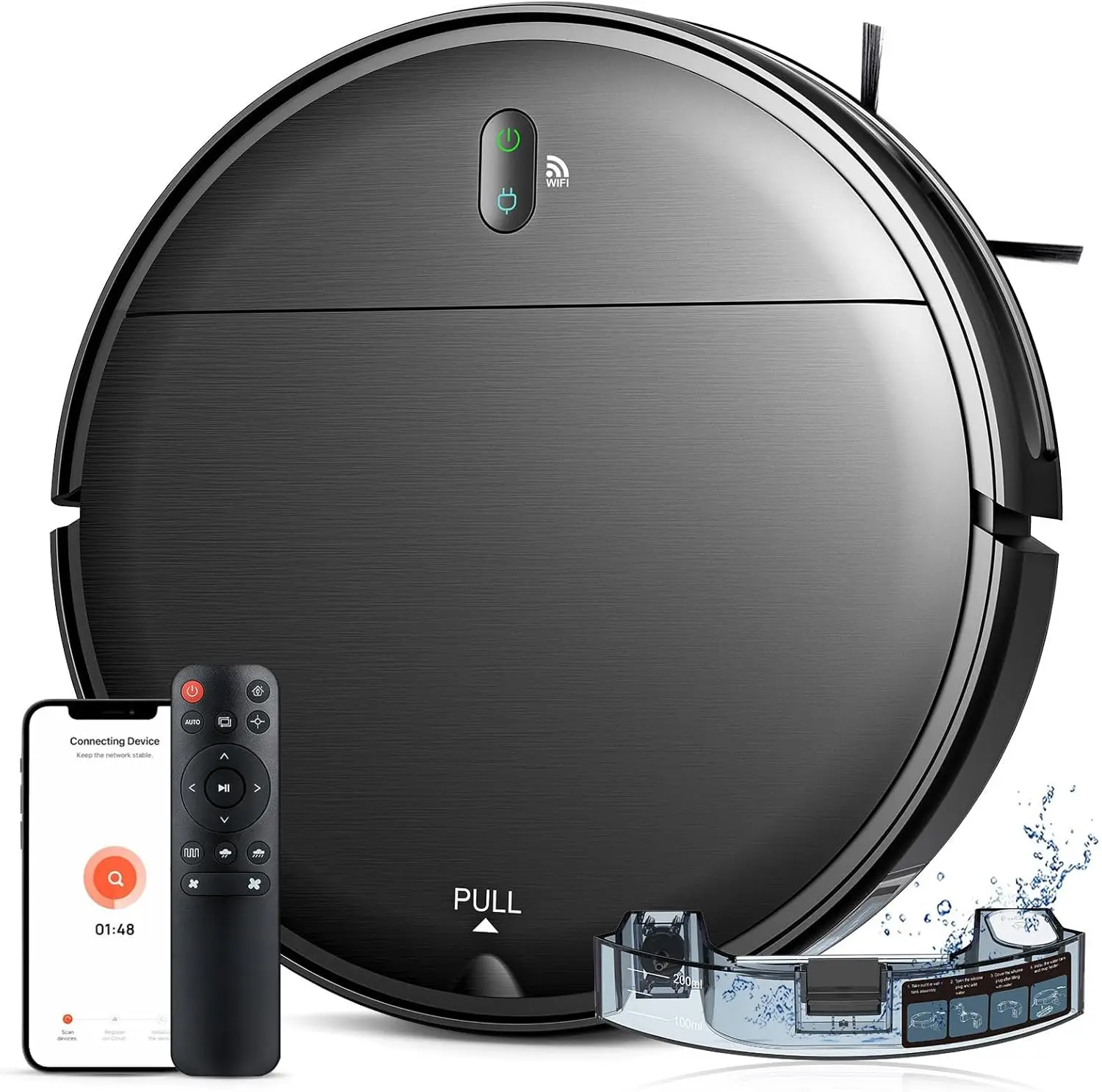 2-in-1 Robot Vacuum and Mop with App Control, Slim Design, Self-Charging for Hard Floors and Pet Hair