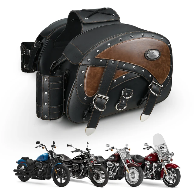 Soft leather motorcycle saddlebags store