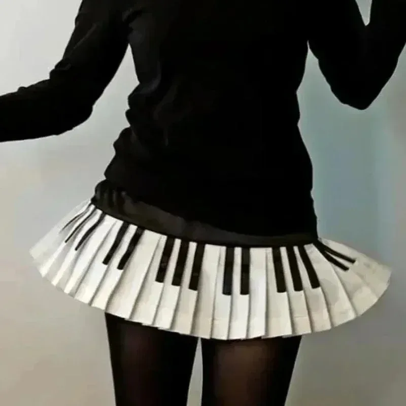 Schwarz Weiß Gespleißt Frauen Vintage Kurzen Rock Abend Party Y2k Schlank Design Harajuku Mini Rock Mode Chic Outfits 2025, Sommer