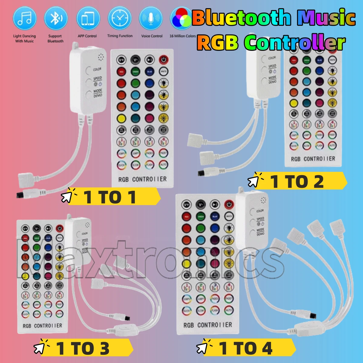 40 Key Bluetooth Music Controller 16Color DC12-24V with IR Remote Control 1 to 1/2/3/4 for 5050 2835 RGB LED Strip Lights Tape