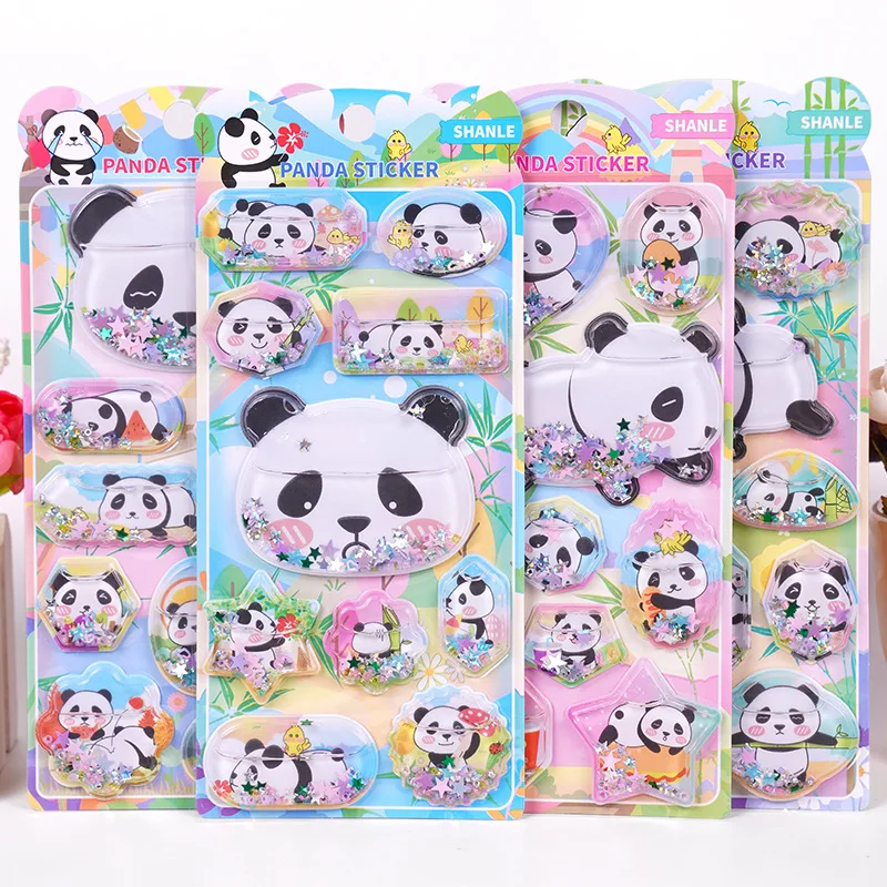 3D Giant Panda Water Injection Cute Sticker Cartoon Animal Children's Puzzle Reward Handmade Mobile Phone Decoration Sticker
