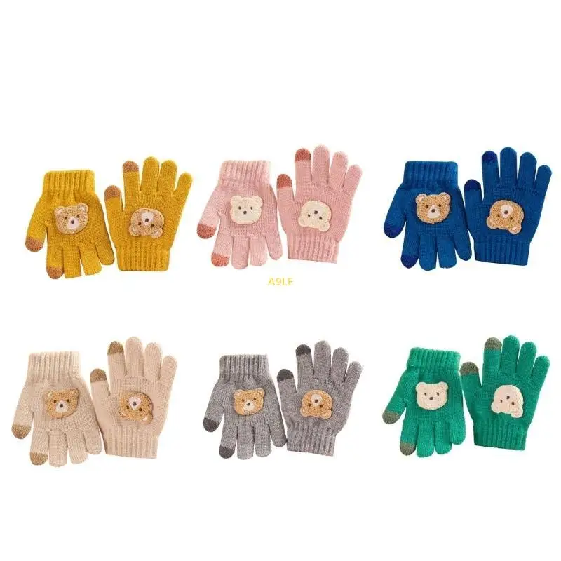 Winter Warm Knitted Gloves Cartoon Bear Mittens for Kids Baby Boy Girl Toddler Crochet Mitten Birthday Christmas Gifts