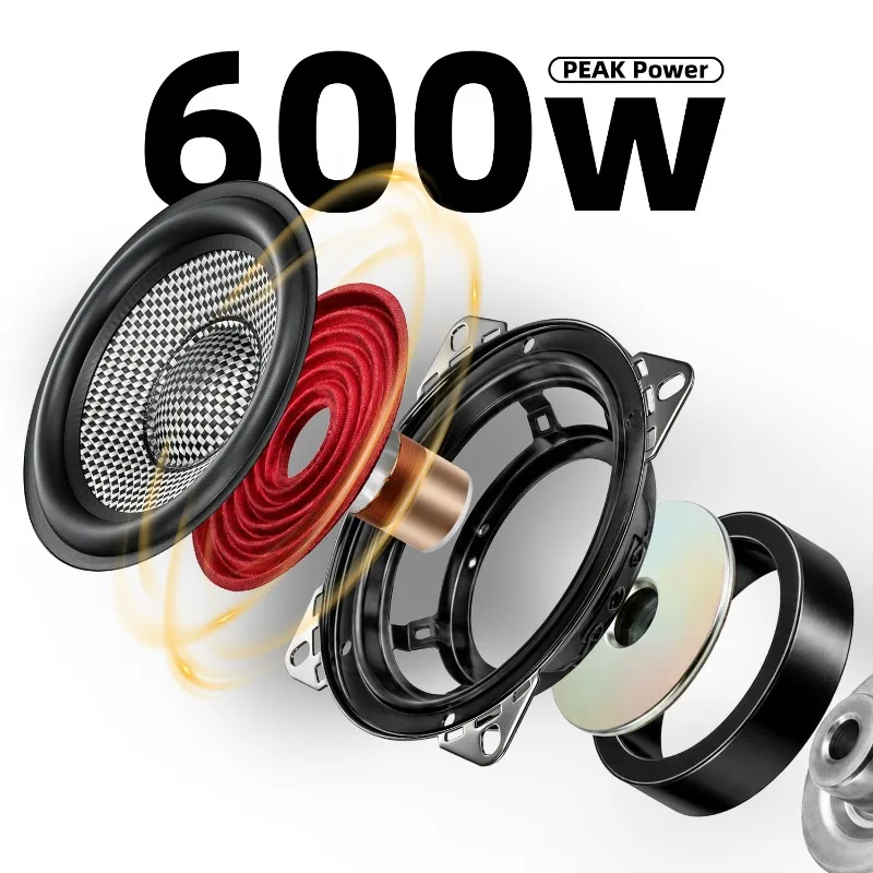 WdiYa 2 Pcs 4 Inch Car Speaker 300W Peak Midrange Bass Speaker For Car & Home Theater System Upgrade 4 Ohm Audio Speaker