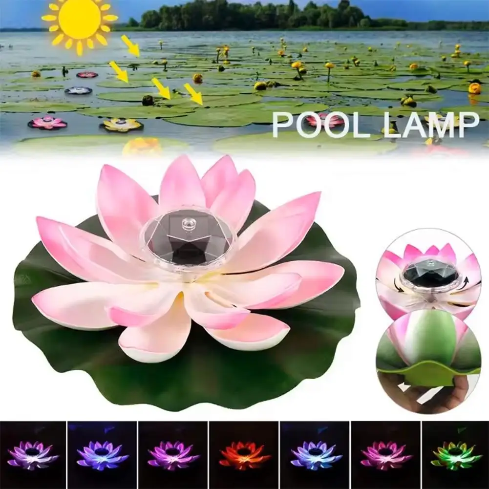 LED Light Floating Lotus Light  Waterproof  Solar Powered Lotus Lamp Water Floating Lotus Night Lamp Intelligent Light