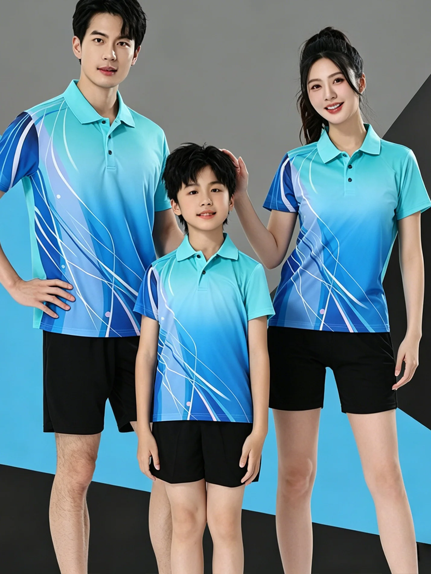short-sleeve-shirt-set-for-men-and-women-quick-dry-training-sports-wear-couple-match-summer-casual-polyester-fiber
