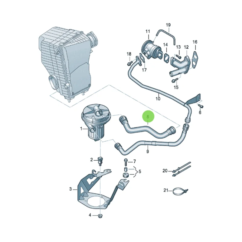 Touareg Q7 4.2 secondary air pump pipe - short - pure disassembly waste air pipe intake pipe  7L0131625/7L0 131 625