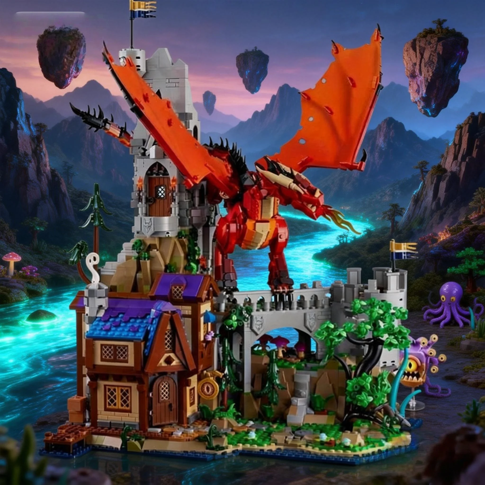 

2026 new moc Chinese element red dragon model building block set assembly model building toy brick for boys holiday gifts