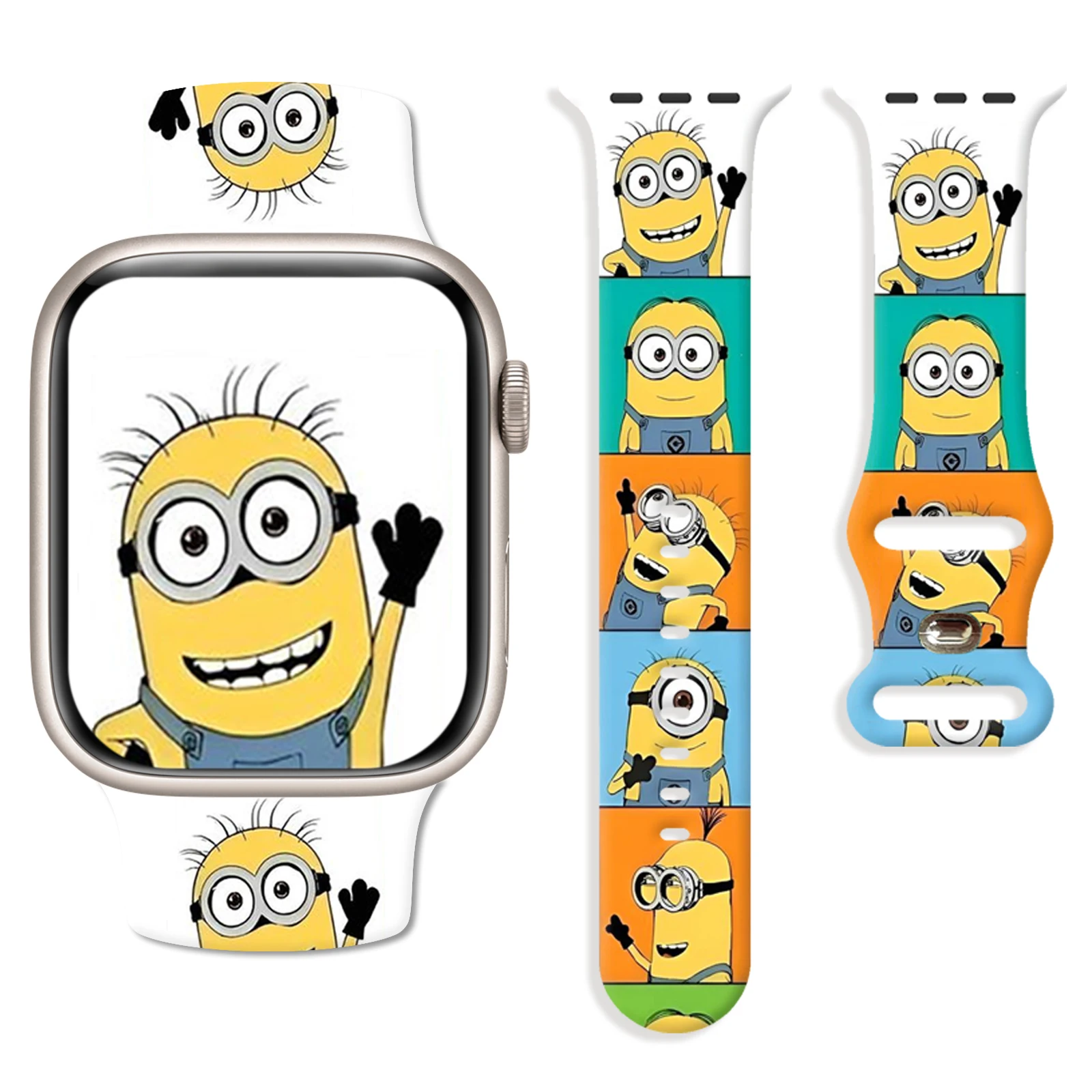 

MINISO Big eye of yellow printed strap for Apple Watch 11 10 9 8 Silicone Band Replaceable Bracelet for iWatch 45mm 44mm 42mm