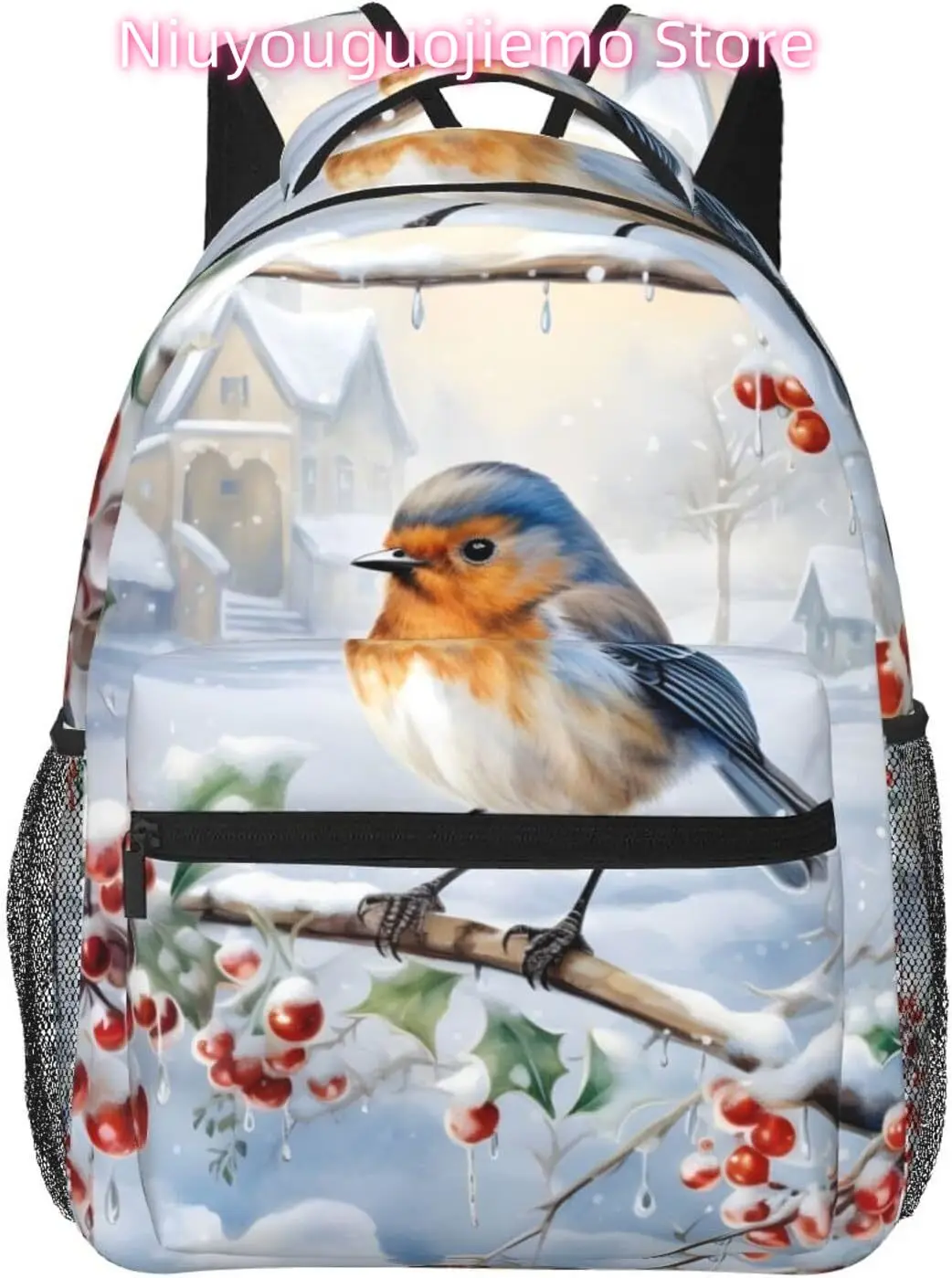 

laptop bag back to school Winter Funny Bird Lightweight Laptop Backpack Lightweight Multipurpose Travel Casual Daypack Unisex C