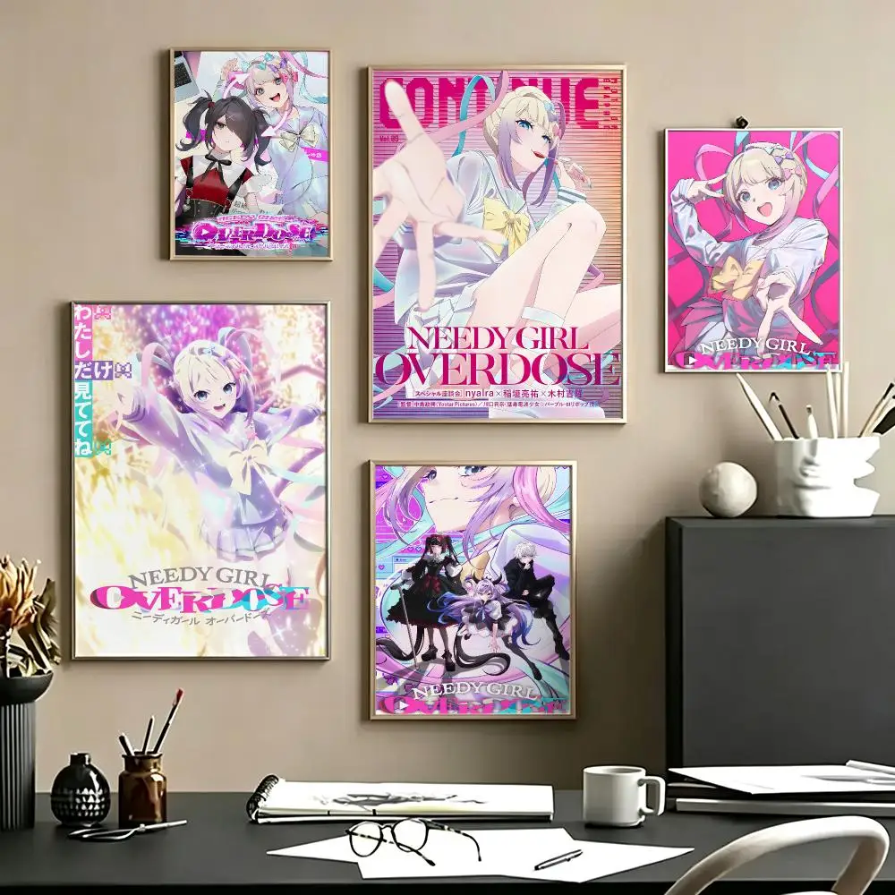 game NEEDY GIRL OVERDOSE Poster Poster HD Self Adhesive Waterproof Art Print Wall Decor for Bedroom Living Room Home Gift