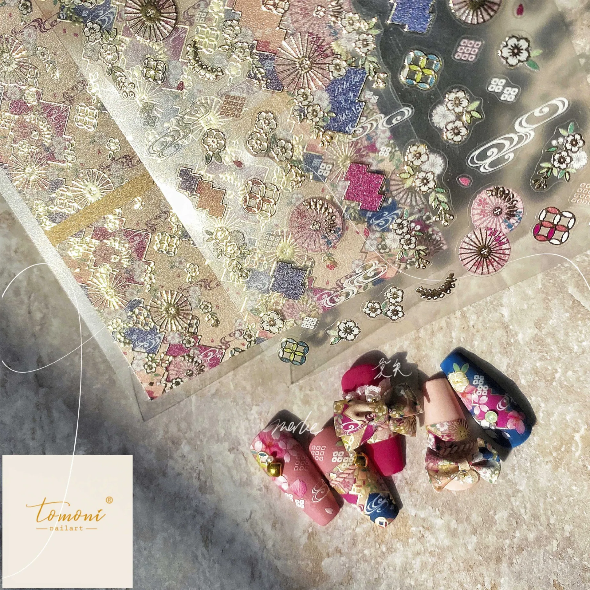 

1pc 5D Acrylic Vintage Retro Engraved Nail Sticker Embossed Flower Self-Adhesive Gold Slide for Nail Art Decals Decoration