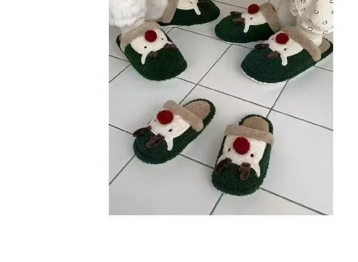 Winter-Weihnachts-Hausschuhe für Damen, Herren, weiche, rutschfeste Sandalen für den Innenbereich, warme, flache Plüsch-Slides für Paare, Unisex, niedliche Schuhe für Erwachsene – Detail 11