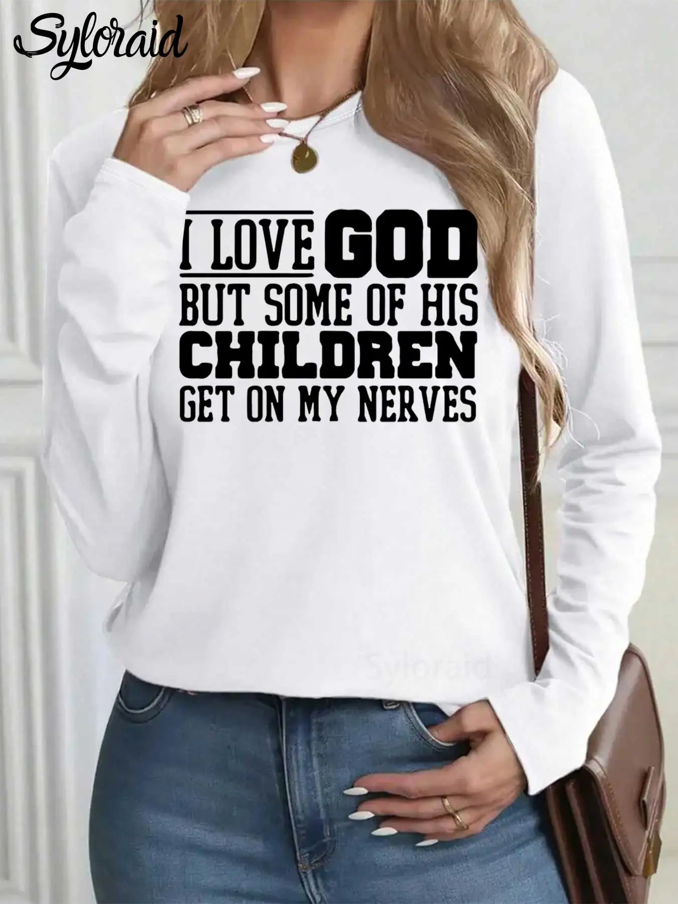 

Women's Long Sleeve T Shirt Funny Christian Shirt Jesus Love Shirt Fashion Round Neck Casual Top
