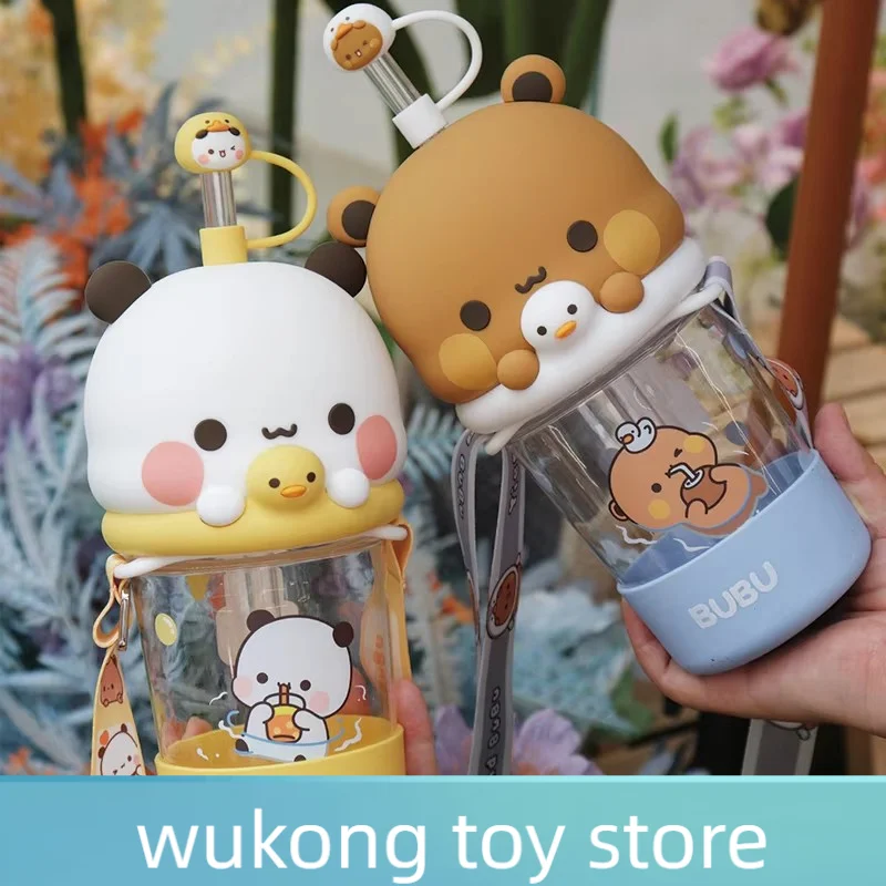 

New Yier Bubu Cartoon Straw Cup Cute Water Cup High Temperature Resistant Tritan Anti Drop Summer Portable Coffee Beverage Cup