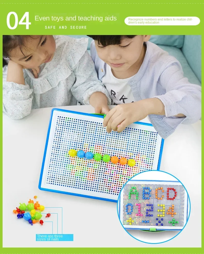 296 Stuks Paddenstoel Nagel Diy Handgemaakt Speelgoed Kinderen Montessori Educatief Speelgoed Intelligent 3d Puzzel Cadeau Baby Speelgoed