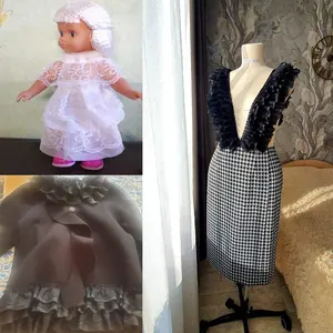 Plisadado Lace Ruffle Kragenverkleidung, 3 Schichten, Chiffon -Stoff, bestickte Klebeband, DIY -Hochzeitskleid, Puppenbekleidungsvorräte, 13 cm breit 6 Hauptverkäufe Chiffon zu Metro - №5