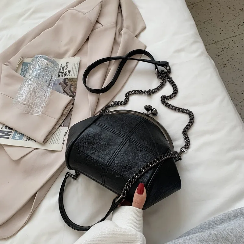 

Vintage Fashion Crossbody Bags For Women Pure Color Large Capacity PU Leather Shell Purses And Handbags Luxury Designer Bag