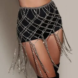 Summer Outfits Rhinestone Tassel Skirts Bikinis Lingerie Accessories Women Nightclub Sexy Clothing Body Chain Dress Jewelry Gift
