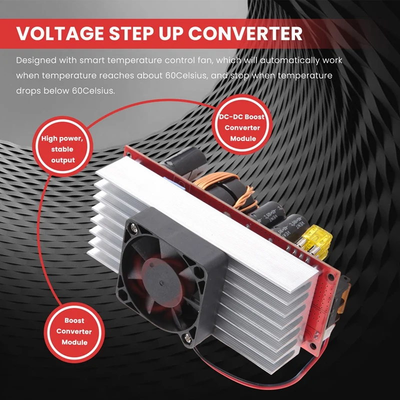 Módulo convertidor de impulso de DC-DC de 1500W, 30A, 10-60V a 12-97V, convertidor de aumento de voltaje, módulo de fuente de alimentación CC CV