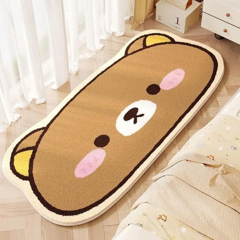 

Cartoon Rilakkumas Plush Long Strip Rug Cute Relax Bear Soft Bedside Rug Non-Slip Floor Mat for Living Room Bedroom Decoration