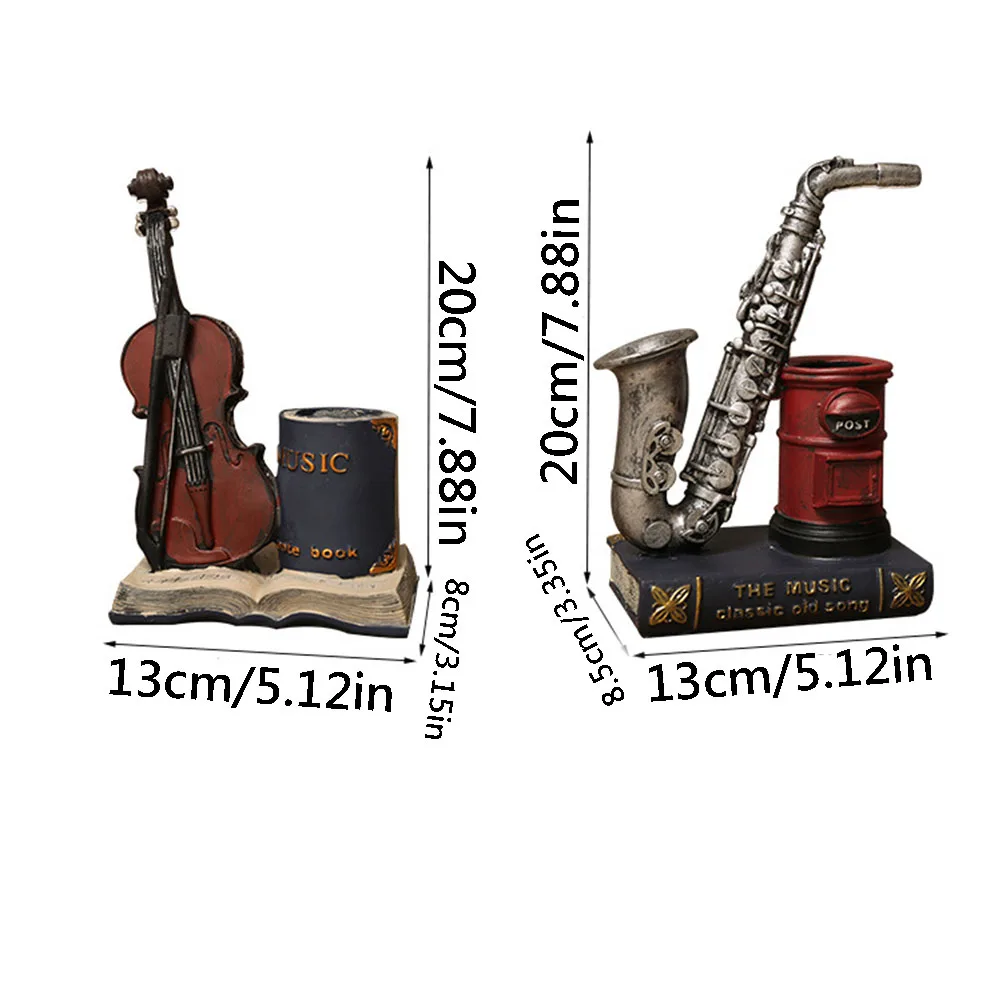 Nordic retro student creative resin craft gift ornament saxophone violin storage pen holder and pen insert