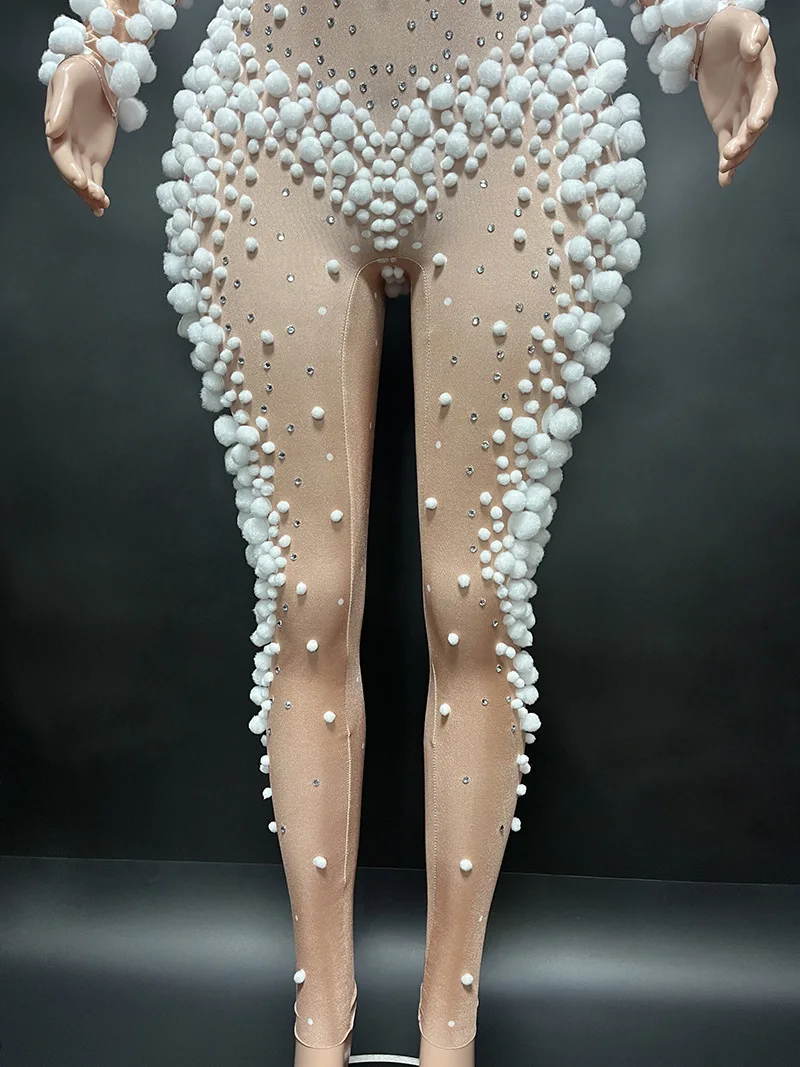 Op Maat Gemaakte Nieuwe Lange Mouw Strass Hoge Elastische Pailletten Sexy Strakke Jumpsuit Verjaardagsfeestje Lange Jurk Prestatie Jurk