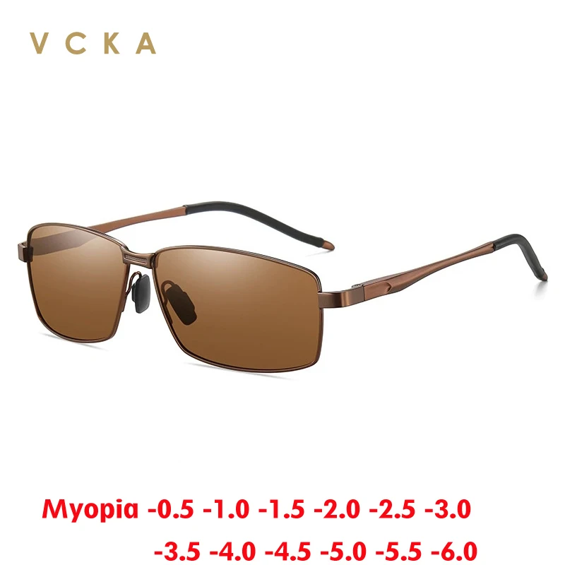 

Квадратные поляризационные солнцезащитные очки для близорукости VCKA 2026, женские и мужские очки по рецепту UV400, оптика, очки для вождения на заказ от -0,5 до -6,0
