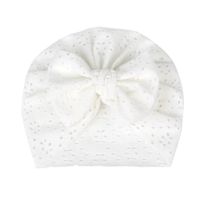 1-teiliges atmungsaktives Baby-Kappen-Set aus Baumwolle, Sonnenschutz-Mütze für Neugeborene mit Schleifen – einfarbig, weiß, rosa, grün, hypoallergen