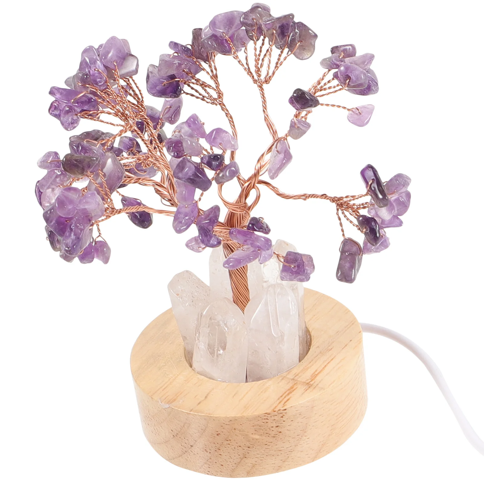 Amethyst Crystal Tree Small Night Light Decorative Bedside Lamp Bedroom Night Lamp Compact Desktop Use Bedside Light,
