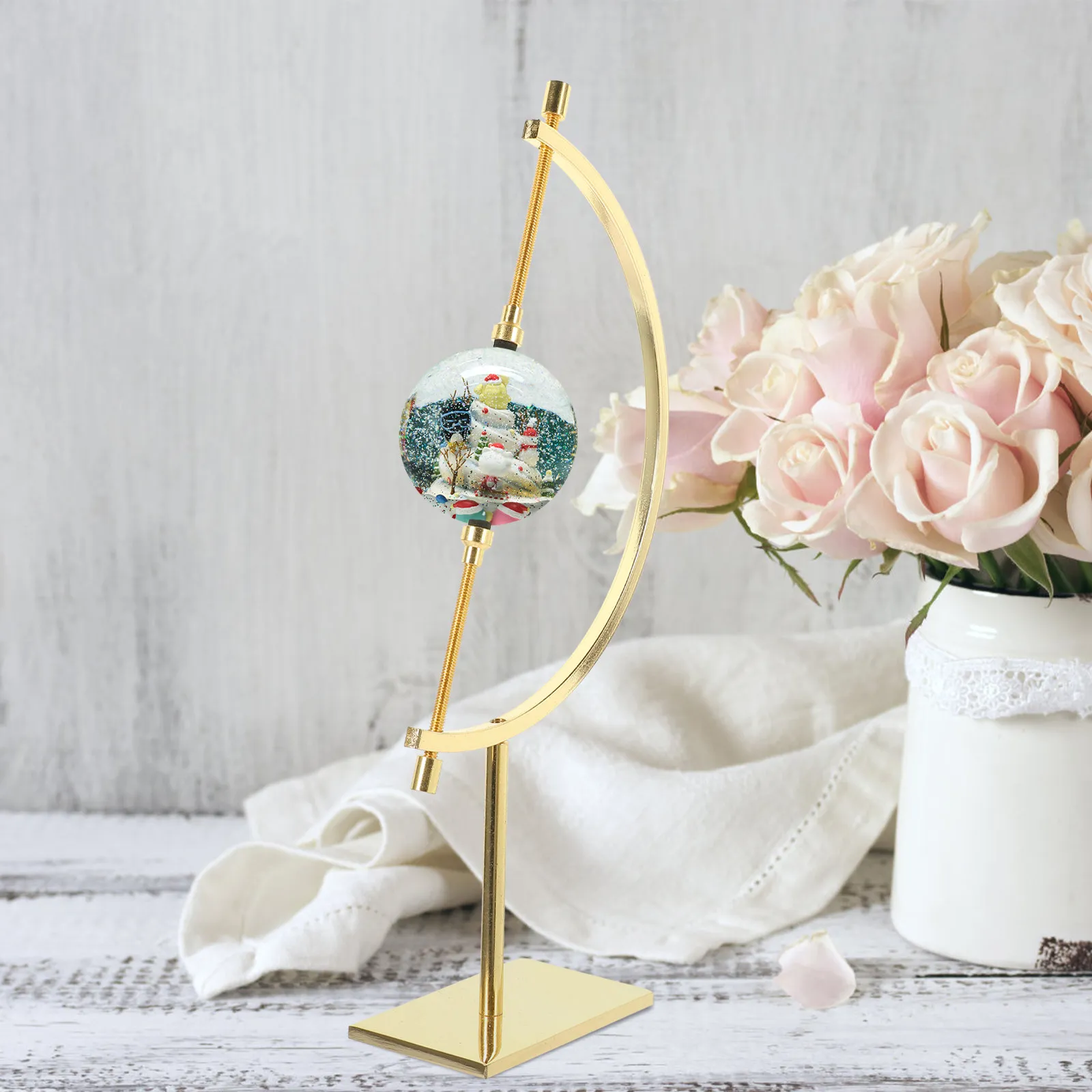 Crystal Ball Display Stand Adjustable Caliper Stainless Steel Sphere Holder for Minerals Gemstones Eggs Ornaments Shells Coins