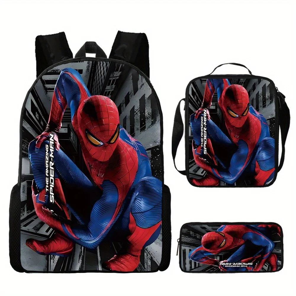 Disney Spidermans Plecak 3-częściowy zestaw plecaków dla uczniów szkół podstawowych Tornister z kreskówek Torba na lunch Piórnik Prezent dla ucznia