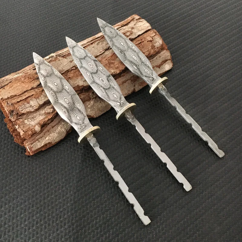 Peacock Tail Pattern Semi-Finished Damascus Steel Tea Knife Blank Household Pu'er Tea Breaking Tool DIY Handcraft Accessory 1Pc