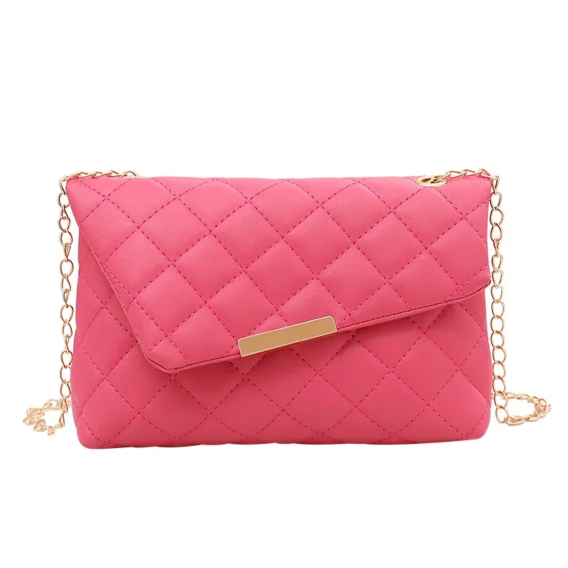 Women\'s handbag 2024 Ladies new makeup bag plaid small square bag diamond chain mobile phone bag